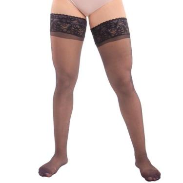 Imagem de Meia Calça 7/8 Renda Silicone Fio 15 Elastano Selene 9630, Preto, Únic