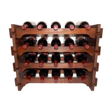 Imagem de Adega Vinho Madeira 20 Garrafas Cor Imbuia C05 Cevey Adegas e Artesana