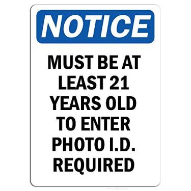 Imagem de ELEtina Decoração de parede Must Be at Least 21 Years Old to Enter Foto Livre de ferrugem Uv Poste de segurança, 20,3 x 30,4 cm, placas de alumínio impressas vintage placa de metal