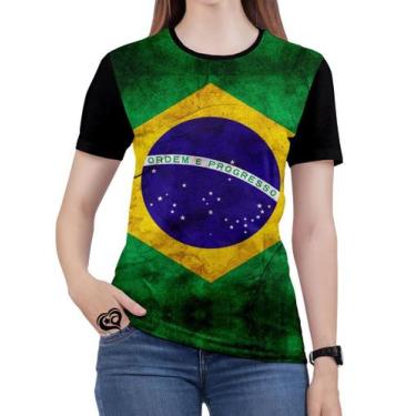 Imagem de Camiseta da Bandeira Brasil PLUS SIZE Feminina Blusa - Alemark, G1, Ma
