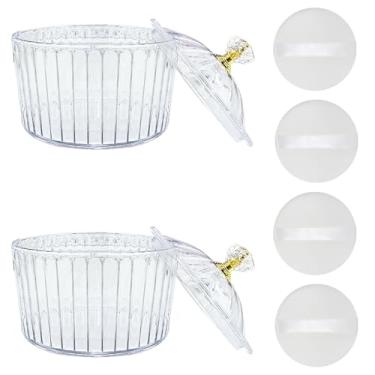 Imagem de 6 unidades de puff de pó corporal e recipiente para o rosto e corpo puff de plástico para o corpo puff prato macio grande para mulheres