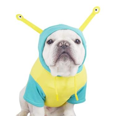 Imagem de Bulldog francês engraçado alienígena fantasias de Halloween com capuz roupas fofas cosplay moletom com capuz para cães pequenos e médios francês pug cachorro Boston inglês (grande)