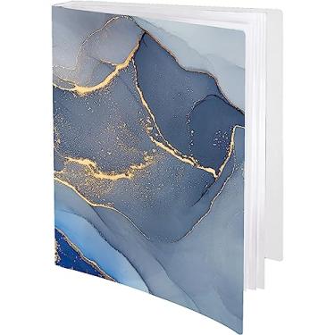 Imagem de GABraden Fichário com mangas plásticas 30 - livros de apresentação de bolso 8,5 x 11 exibição 60 páginas, pasta portfólio com protetores de folha de 21 x 28 cm para documentos, pasta de música, arte (mármore azul)