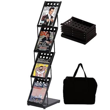 Imagem de WERTIRUNG Catálogo de Revistas, Folheto, Exposição de Literatura, Estante de Catálogos de Literatura com Bolsa de Transporte, Suporte de Revistas Dobrável para Escritório, Loja de (, Preto)