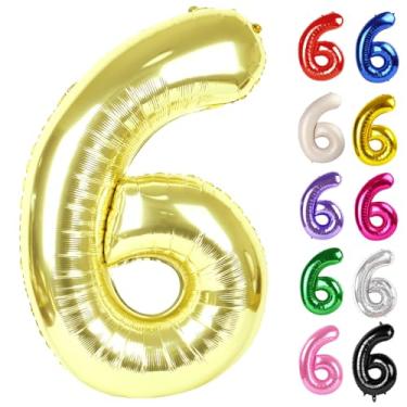 Imagem de Champagne Gold Number 6 Balloon 40 Inch, White Gold 6 Balloon Number, 6th Birthday Decorations, Light Gold Party Supplies for Boys Girls