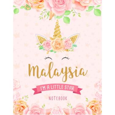 Imagem de Malaysia I'm A Little Star Notebook: Unicorn Composition Notebook Gift for Students Girls for Home School With Personalized Name With Cute Unicorn Cover Design, 8.5x11 in ,110 Lined Pages.