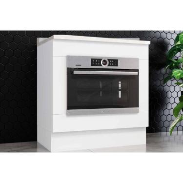 Imagem de Gabinete De Cozinha Modulado Balcão Com Tampo Americana Para Forno De Embutir 80cm Branco