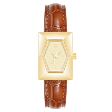 Imagem de Anne Klein Relógio feminino com pulseira de couro croco-grão brilhante, Marrom