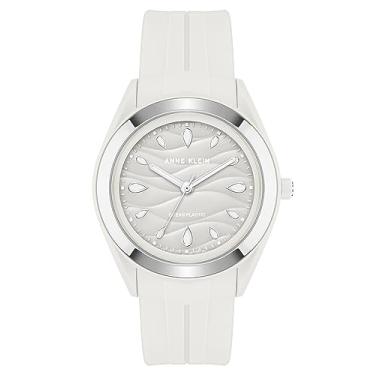 Imagem de Anne Klein Relógio feminino com pulseira de plástico reciclado solar oceano, AK/3913, Branco
