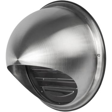 Imagem de Vent Systems Tampa de ventilação redonda para secadora de aço inoxidável de 20 cm - Ventilação de entrada de ar/escape de ar montada na parede com gotejamento e vedação de borracha - Uso interno e