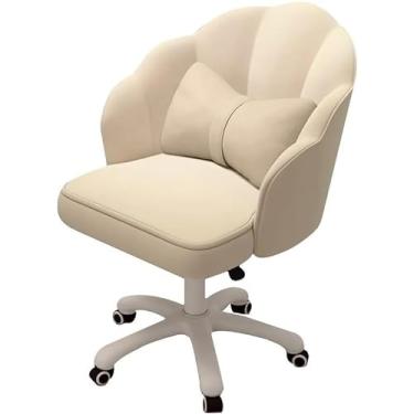 Imagem de Cadeira de trabalho moderna tufada de computador mesa de escritório em casa cadeira borboleta com encosto central estofado giratório altura ajustável veludo acento cadeira (cor: branco)