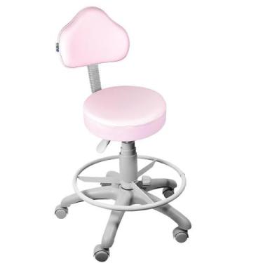 Imagem de Cadeira Mocho Rosa Claro Base Cinza Com Aro - ULTRA Móveis - Ultra Móv