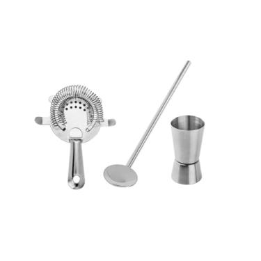 Imagem de Genérico, Dosador Copo Duplo Coador Strainer Colher Canudo Kit Drinks