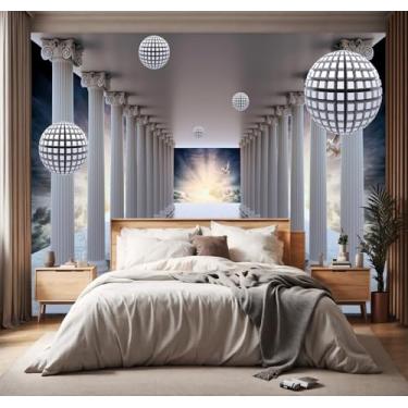 Imagem de YIHWM -3D Cinza Grande Pano de Fundo Papel de Parede Sala de Estar Quarto Banheiro Parede Mural- 231.1 cmx165.1 cm (não descasque nem cole)