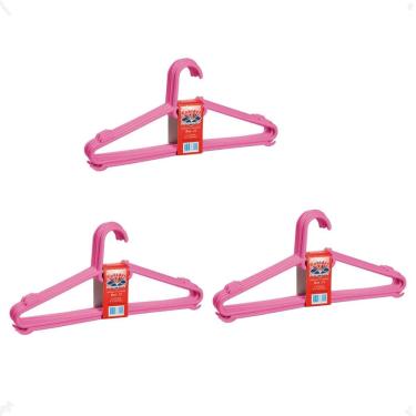 Imagem de Kit 15 Cabide Infantil Bebe Rosa 30X13,5 Reforçado