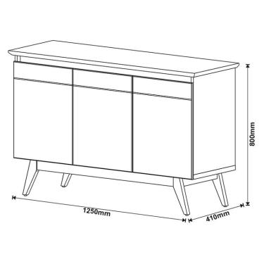 Imagem de Aparador para Sala Buffet Ambiente Classic 3 Portas Off White Freijó - Imcal