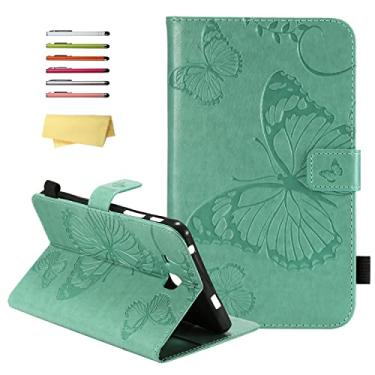 Imagem de UUcovers Capa para Samsung Galaxy Tab A 7.0 2016 (SM-T280/T285) com suporte para lápis [despertar/hibernar automaticamente], carteira magnética inteligente em relevo borboleta de couro sintético TPU à