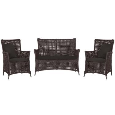 Imagem de Jogo Sofá e 2 Poltronas de Área Igapó Alumínio Pintura Marrom Corda Náutica Estofado 9 Trama