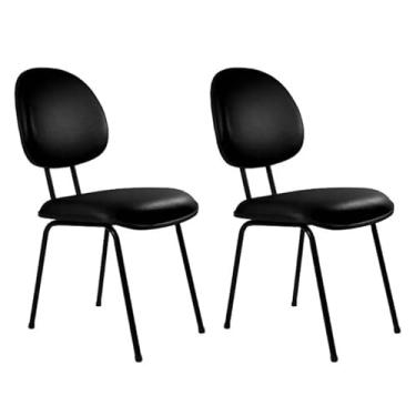 Imagem de Kit 2 Cadeiras Executiva Fixa Pé Palito 7/8 em Curvin Preta, Confortável e Ergonômica com Design Sofisticado - Escritex