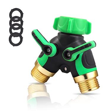 Imagem de Conector Y divisor de mangueira bidirecional com aderência de borracha confortável e válvula de equipamento de mangueira de jardim de conexão rápida superior rotativa de 360°