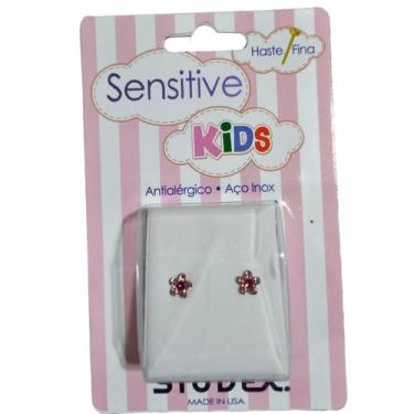 Imagem de Brinco Studex Sensitive Kids Aço Cirúrgico e Esterilizado, Flor rosa s