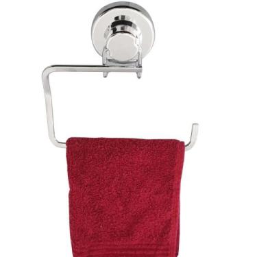 Imagem de Porta Toalha de Rosto Toalheiro de Lavabo com Ventosa Faciliti Cromado