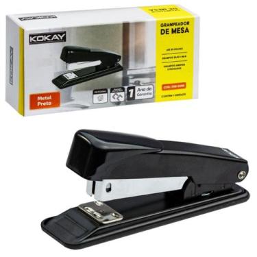 Imagem de Grampeador Papel Profissional Reforçado Metal Aço 25 Folhas Cor Preto 