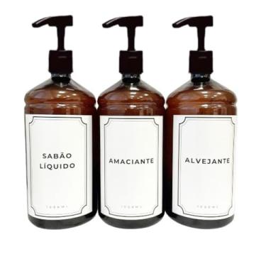 Imagem de Kit 3 Peças Lavanderia Luxo Âmbar Organização Alta Vazao Banheiro Lavador Minimalista