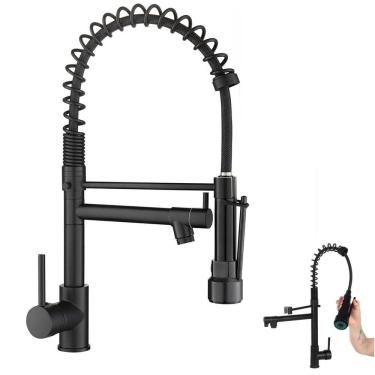 Imagem de Torneira Gourmet Cozinha Monocomando Dois Jatos Aerador Misturador Agua Quente Fria Mesa Bancada Pia Cuba Area Externa Sofiticado Luxo