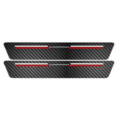 Imagem de Kit Soleira Protetora Porta Premium Red Carbono  -  Camaro  - Jhow Ade