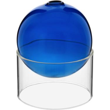 Imagem de Vaso Decorativo Enfeite Casa Esfera Com Suporte Vidro 10x10x10cm Azul
