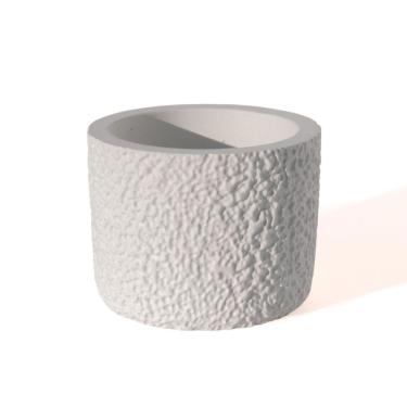 Imagem de Vaso Decorativo Texturizado P Artesanal 9cm Em Cimento Branco