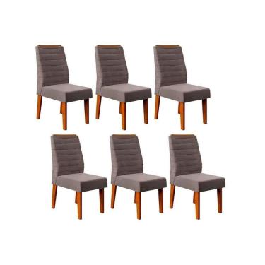 Imagem de Kit 6 Cadeiras De Cozinha Ondina 6 Un Freijó Suede Lunar