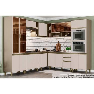 Imagem de Cozinha Modulada Connect 13 Peças 4aéreos+4balcões+ 2 Paneleiros +3complementos C6p02 Duna Cristal2 Aéreos + 1 Balcão + 1 Complemento