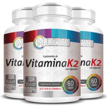 Imagem de Kit 3X Vitamina k2 (Menaquinona-7)  60 cápsulas - Multivita