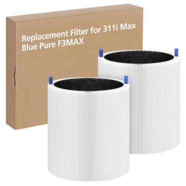 Imagem de Pacote com 2 filtros de substituição 311i Max compatíveis com purificadores de ar Blueair Blue Pure 311i Max, H13 True HEPA e filtro de ar de carvão ativado para Blue Pure 311i Max, compare com a peça