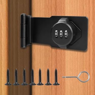 Imagem de HKATOPS Fechaduras com chave de senha, fechadura de porta de celeiro de 90 graus, fechadura de combinação sem chave para portas pequenas, armários, porta de celeiro, banheiro, ao ar livre, jardim