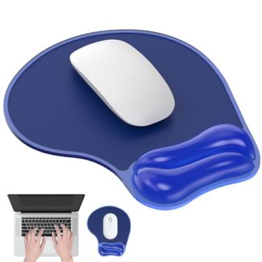 Imagem de Laokiiy Mouse pad com descanso de pulso de gel, mouse pad ergonômico confortável suporte de pulso de computador para laptop, mouse de alívio da dor com base de poliuretano antiderrapante para
