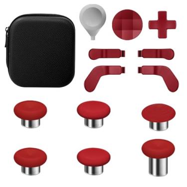 Imagem de HaeBorl Alavancas De Metal Para Controle Xbox One Elite Series 2, Acessórios Reposição 13 Em 1 Com Bolsa, Joystick Troca Mod 6, 4 Botões, D-Pads, Ferramenta, Vermelho