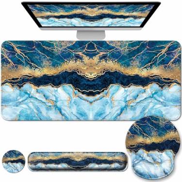 Imagem de VINEBURY Conjunto de almofada de mesa para teclado descanso de pulso e mouse pad, tapete de mesa grande XXL capa fosca mousepad ergonômico com espuma de memória para mulheres, computador de mesa e