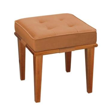 Imagem de Pufe Decorativo Quadrado Base Madeira Dion - Due Decor, Velutto Cobre