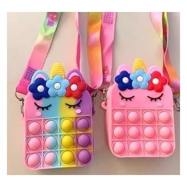 Imagem de Bolsa Infantil Unicórnio Pop It Sensorial de Silicone, Multicolorida