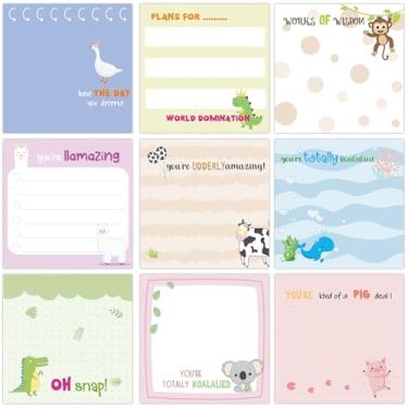 Imagem de ZCPTZ 9 Pads Funny Notepads 3" x 3" Self-adhesive Note Pads Cute Memo for Work Office School Home - Reusable Animal Sticky Notes