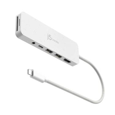 Imagem de j5create Hub multiportas USB-C com fornecimento de energia com 4K HDMI/2 USB-A 5Gbps/PD 100W carregamento SD e Micro SD/áudio de 3,5 mm | para MacBook Pro & Air/iPad