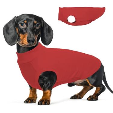 Imagem de Colete de lã para cães - vermelho, G - suéter quente, moletom grande extensível, jaquetas leves para raças médias, roupas de dachshund, suéter buldogue francês, mini schnauzer