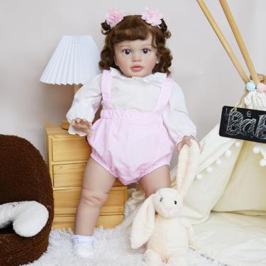 Imagem de Brastoy Bebê Reborn Boneca Realista Menina Grandes 65cm Original Olhos Azuis Corpo de Pano (Menina 65cm)
