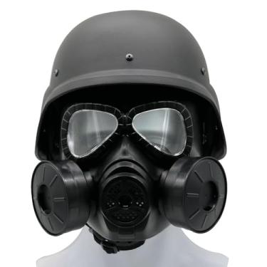 Imagem de Máscara de rosto inteiro Airsoft Gas M88 capacete tático caveira jogo máscara para BB Gun cosplay fantasia Halloween baile de máscaras (MM04 - Lente preta transparente)
