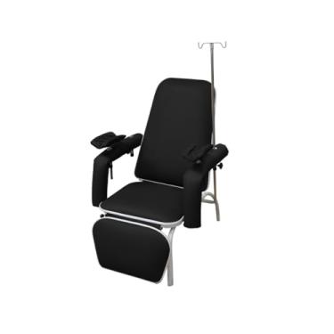 Imagem de Poltrona Hospitalar Standard Coleta e Hidratação Com Suporte de Soro Reclinável Preta