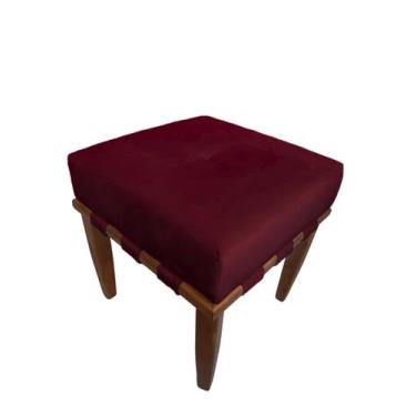 Imagem de Banqueta Puff quadrado vermelho bordô pé palito - Roggi HD