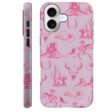 Imagem de TnXee Capa compatível com H7KQ, capa de telefone híbrida de 2 camadas de prevenção de quedas para meninas e meninos, chapéu rosa cavalo cowboy ocidental